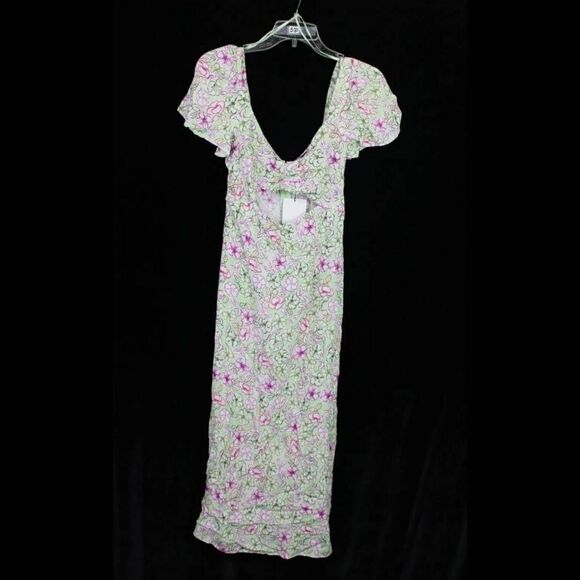 ZARA NWT SS22 WOMAN MULTICOLORED FLORAL PRINT MIDI DRESS CUT OUT size Small. - Picture 1 of 15